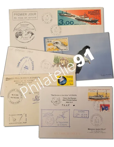 Lot de documents des TAAF, collection timbres des Dom-Tom