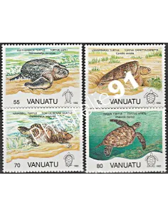 Timbres de Vanuatu n°  899 à 902, tortues, Timbres des colonies