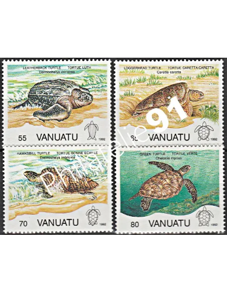 Timbres de Vanuatu n°  899 à 902, tortues, Timbres des colonies
