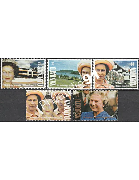 Timbres de Vanuatu n° 878 à 882, Elizabeth II, Timbres des colonies