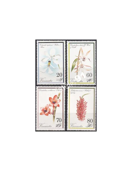 Timbres de Vanuatu n° 874 à 877, orchidées, colonies Françaises