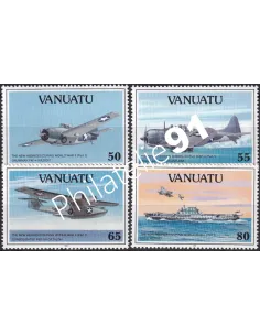Timbres de Vanuatu n° 883 à 886, avions, colonies Françaises