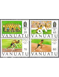 Timbres de Vanuatu n° 891 à 894, foot, colonies Françaises