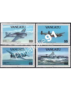 Timbres de Vanuatu n° 911 à 914, avions, colonies Françaises