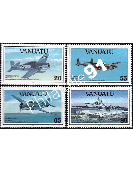 Timbres de Vanuatu n° 911 à 914, avions, colonies Françaises