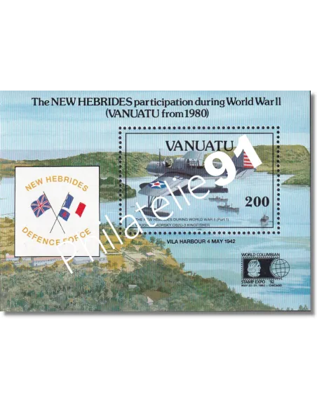 Bloc de Timbres de Vanuatu n° n° 19, avions, colonies Françaises