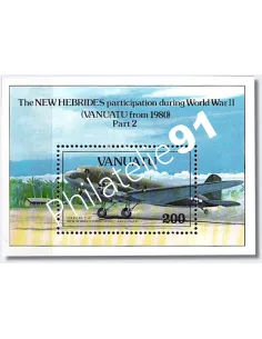 Bloc de Timbres de Vanuatu n° 21, avions, colonies Françaises