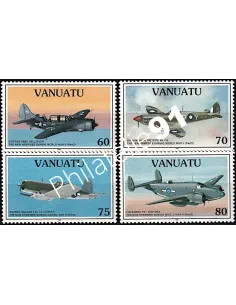 Timbres de Vanuatu n° 981 à 984, avions, colonies Françaises