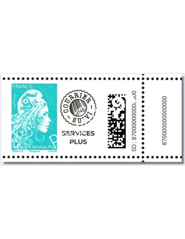 Timbre Marianne l'Engagée Lettre Service Plus, gommé de roulette