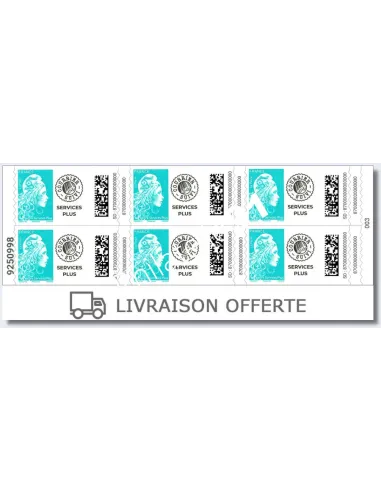 Timbre Marianne l'Engagée Lettre Service Plus, adhésif de carnet