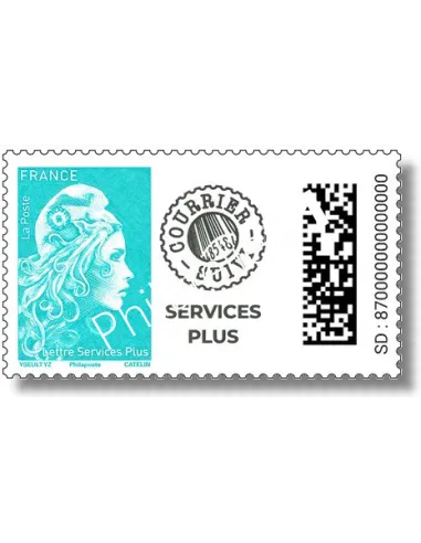 Timbre gommé Marianne l'Engagée Lettre Service Plus