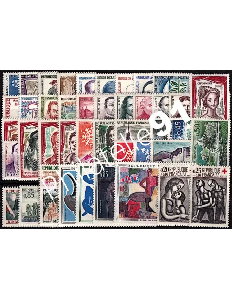 Année complète de timbres de France 1961, collection timbres France