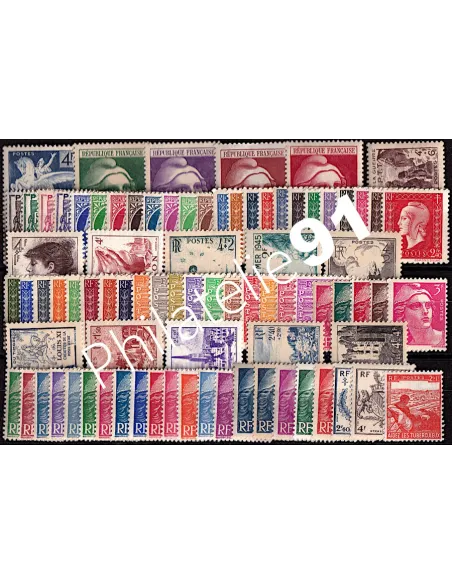 Année complète de timbres de France de 1945, collection Timbres France
