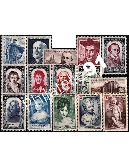 Année complète de timbres de France de 1950, collection Timbres France