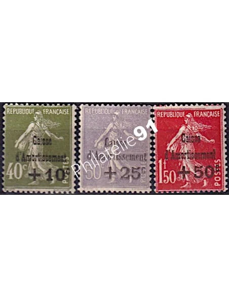 Timbres de France n° 275 à 277, au profit de la Caisse d'Amortissement