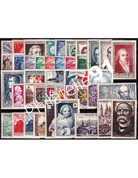 Année complète de timbres de France de 1951, collection Timbres France