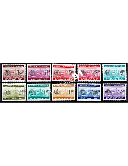Guernesey, Timbres-Taxe n° 18 à 27, collection timbres Europe