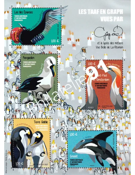TAAF n° 992 à 996, Feuille, Collection timbres Dom-Tom