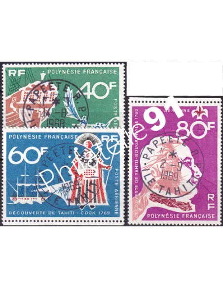 POLYNESIE, PA n° 22 à 24 oblitérés, Collection timbres Dom-Tom