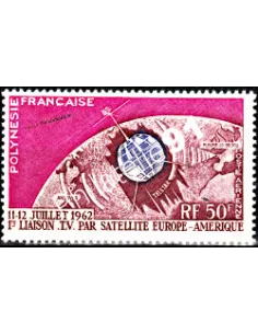 Timbre de POLYNÉSIE - P.A. n°  6? Communication et Espace, Timbre des Dom-Tom