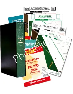 -                      2022  -  JEU F0 + FS ADHESIFS FRANCE + pochettes - 1er & 2e sem. 2022 + reliure FUTURA FO verte à vis