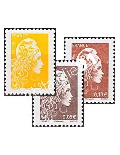 n° 5248A à 5250A - 3 timbres Marianne l'engagée 2022 - 0,01€, 0,05€ et 0,10€ - avec mention Philaposte au lieu de Phil@poste
