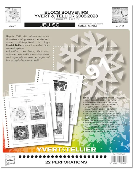 jeu SC pour blocs souvenir Yvert et Tellier de 2008 à 2023