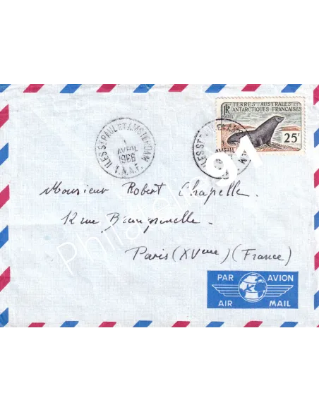 TAAF, n° 16 oblitérés seul sur lettre, timbres des Dom-Tom