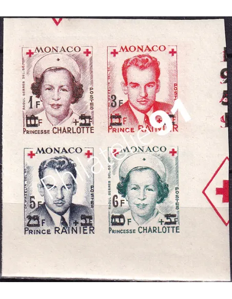 MONACO, n° 379B à 382B ND, surchargés, Bloc de 4, Timbres Monaco