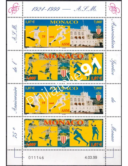 Monaco, n° 2196 et 2197 en Mini-Feuille, collection timbres Monaco