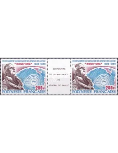 POLYNESIE, n° 364A, Paire avec vignette, Collection timbres Dom-Tom