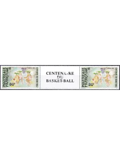 POLYNESIE, n° 382A, Paire avec vignette, Collection timbres Dom-Tom