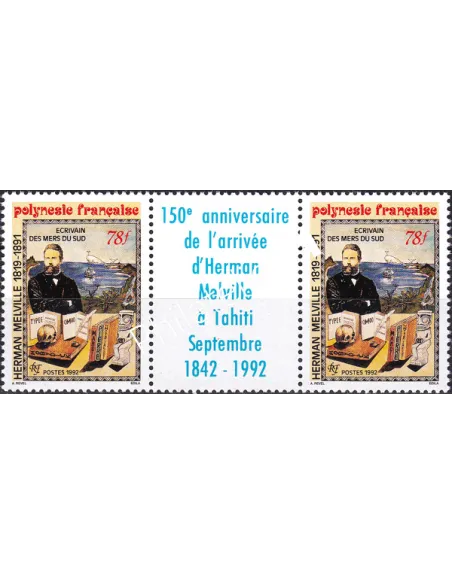 POLYNESIE, n° 418A, Paire avec vignette, Collection timbres Dom-Tom