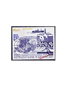TAAF -  P.A. n°  98 - Mappemonde et navires de recherches