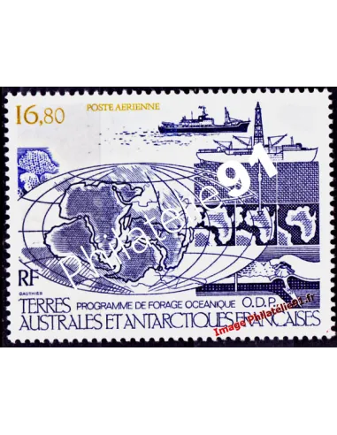 TAAF -  P.A. n°  98 - Mappemonde et navires de recherches