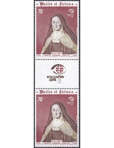 Wallis et Futuna, n° 318A, Paire avec vignette, Collection timbres Dom-Tom