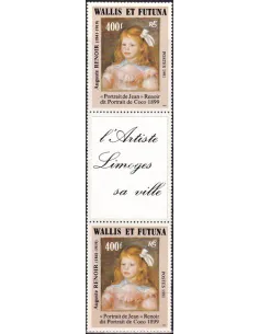 Wallis et Futuna, n° 412A adhésif, Paire avec vignette,timbres Dom-Tom