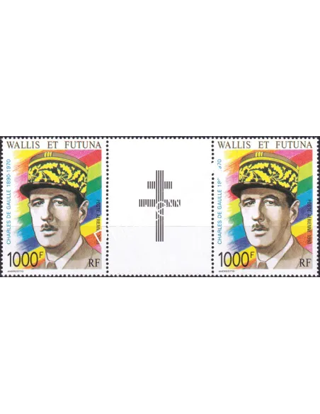 Wallis et Futuna, PA n° 169A, Paire avec vignette, timbres Dom-Tom