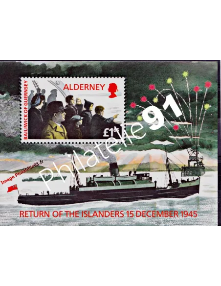 Timbres d'ALDERNEY - Bloc n° 1 - 50e anniversaire du retour des évacués