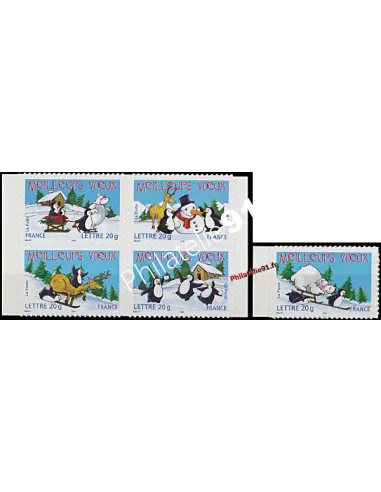 ADH. n°  67 à 71 (n° 3853 à 3857) Meilleurs Voeux - Manchot/ours