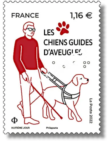Timbre n° 5623, chiens guides d'aveugles, collection timbres de France