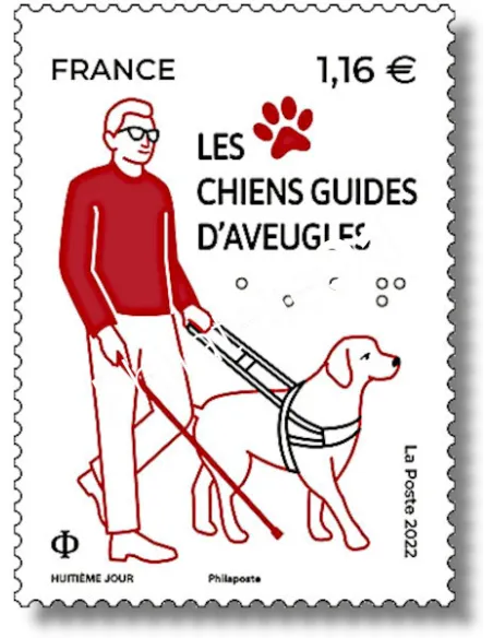 Timbre n° 5623, chiens guides d'aveugles, collection timbres de France