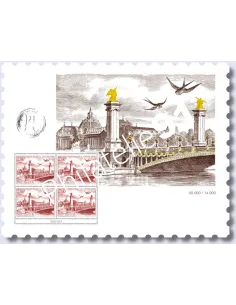 Affiche Poste aérienne C.I.T.T. Paris 1949, timbres de France