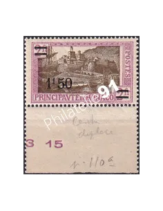 Monaco, n° 110c, Centre déplacé, Bord de feuille, Timbres monaco