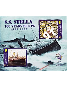 Timbres d'ALDERNEY - Bloc n° 5 - Naufrage du bateau S.S. "Stella"