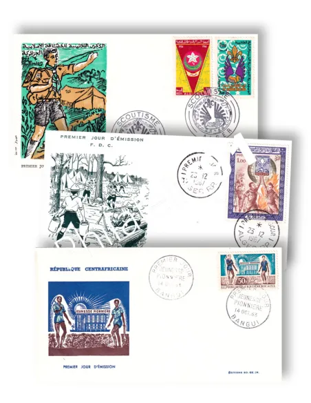 Algérie, Centrafrique, Lot d'enveloppes 1er Jour, timbres thématiques