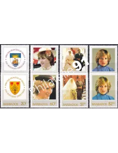 Bahamas et Barbade, n° 510 à 513 et 556 à 559, timbres Amérique