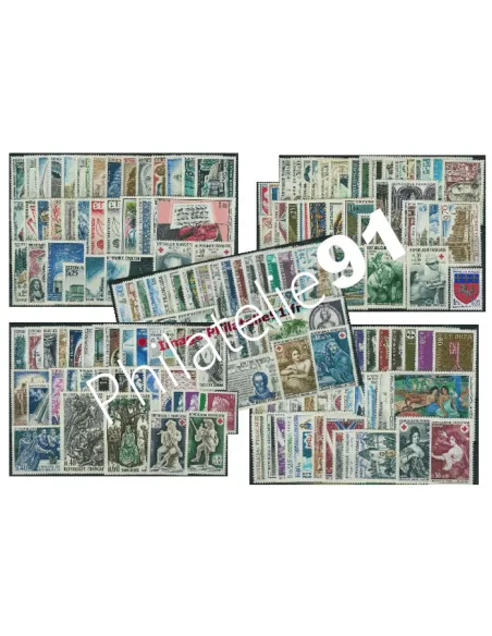 Les 5 années complètes de timbres de France neuves de 1965 à 1969