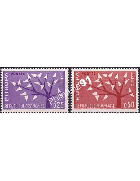 France, n° 1358 à 1359, collection timbres Europa