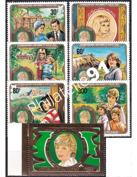 Tchad, n° 388 à 391 et PA n° 238 à 240, collection timbres thématiques